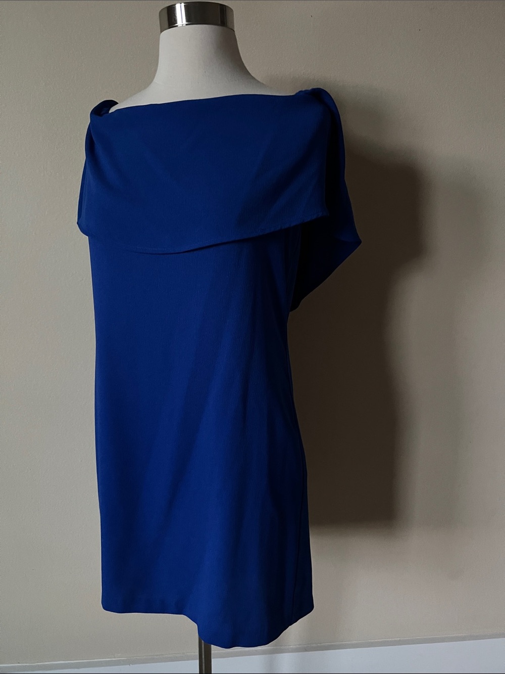 Charles Henry Cobalt Blue One-Shoulder Shift Dress